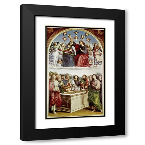 Coronation of The Virgin Black Modern Wood Framed Art Print with Double Matting by Raphael