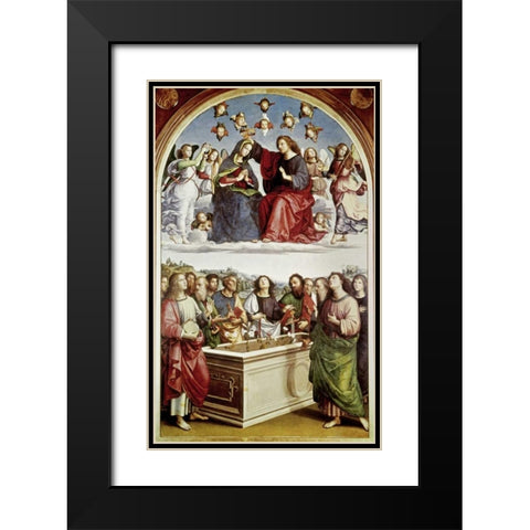 Coronation of The Virgin Black Modern Wood Framed Art Print with Double Matting by Raphael