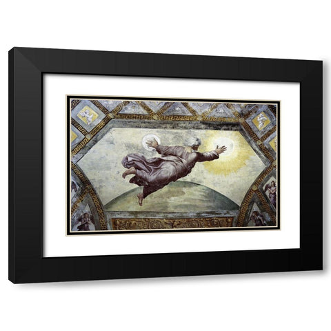 Creation of The Sun and Moon Black Modern Wood Framed Art Print with Double Matting by Raphael