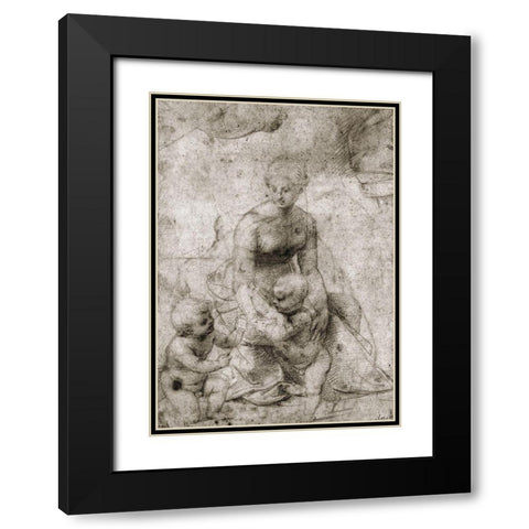 Madonna and Child With John Black Modern Wood Framed Art Print with Double Matting by Raphael