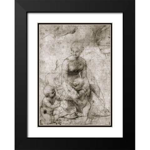 Madonna and Child With John Black Modern Wood Framed Art Print with Double Matting by Raphael
