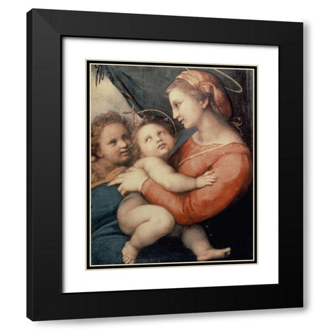Madonna In The Tent Black Modern Wood Framed Art Print with Double Matting by Raphael