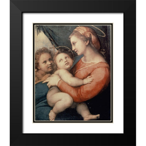 Madonna In The Tent Black Modern Wood Framed Art Print with Double Matting by Raphael