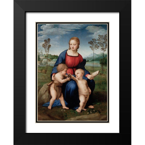 Madonna of The Goldfinch Black Modern Wood Framed Art Print with Double Matting by Raphael