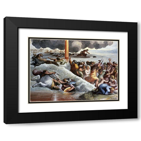 Moses Crossing The Red Sea Black Modern Wood Framed Art Print with Double Matting by Raphael
