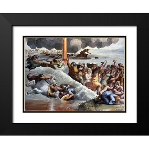 Moses Crossing The Red Sea Black Modern Wood Framed Art Print with Double Matting by Raphael