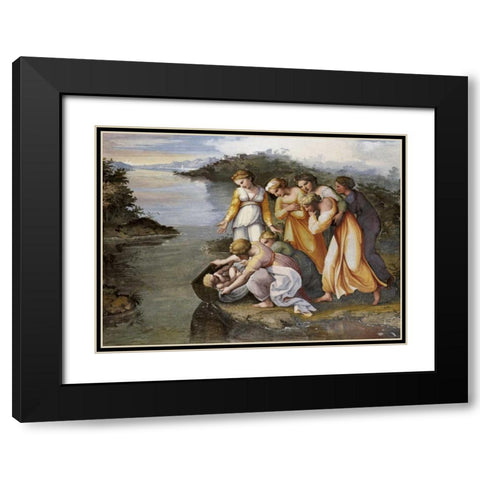 Moses Found In The Bulrushes Black Modern Wood Framed Art Print with Double Matting by Raphael