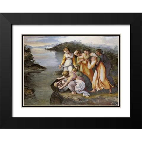 Moses Found In The Bulrushes Black Modern Wood Framed Art Print with Double Matting by Raphael