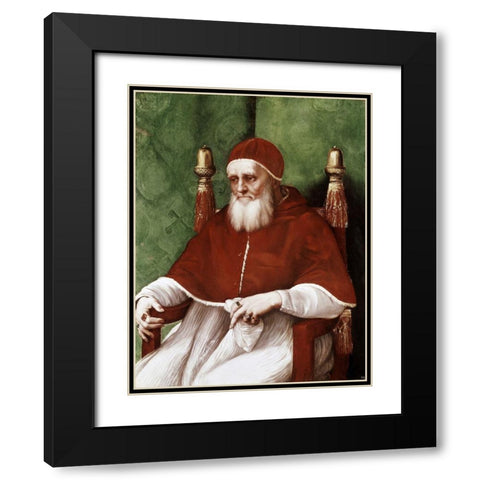 Pope Julius II Black Modern Wood Framed Art Print with Double Matting by Raphael