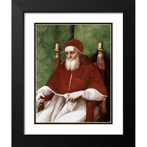 Pope Julius II Black Modern Wood Framed Art Print with Double Matting by Raphael