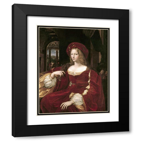 Portrait of Joanna of Aragon Black Modern Wood Framed Art Print with Double Matting by Raphael