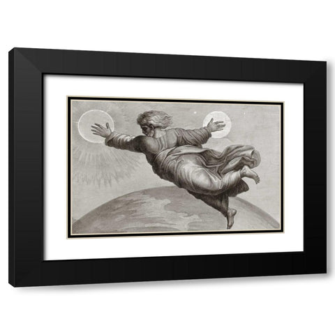 Sun and Moon Black Modern Wood Framed Art Print with Double Matting by Raphael