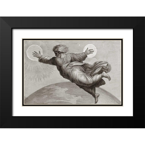 Sun and Moon Black Modern Wood Framed Art Print with Double Matting by Raphael