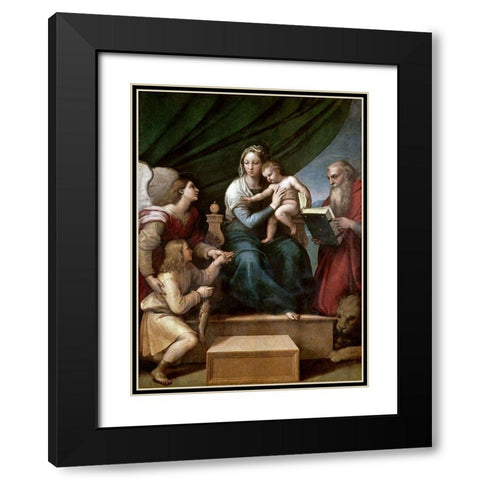 Virgin of The Fish Black Modern Wood Framed Art Print with Double Matting by Raphael