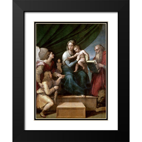 Virgin of The Fish Black Modern Wood Framed Art Print with Double Matting by Raphael