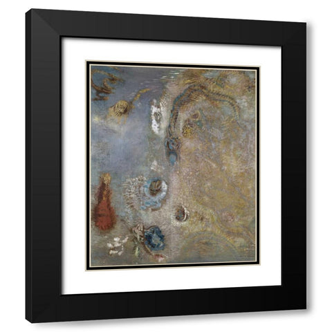 Abstract Fantasy Black Modern Wood Framed Art Print with Double Matting by Redon, Odilion