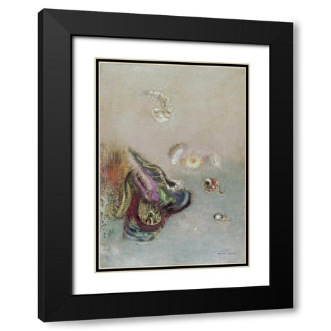 Abstract Scene Black Modern Wood Framed Art Print with Double Matting by Redon, Odilion