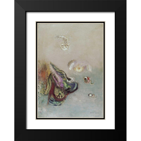 Abstract Scene Black Modern Wood Framed Art Print with Double Matting by Redon, Odilion