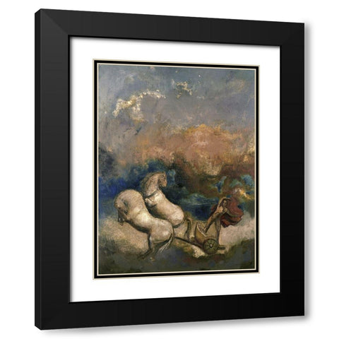 Charioteer Black Modern Wood Framed Art Print with Double Matting by Redon, Odilon