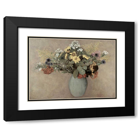 Flower Still Life #2 Black Modern Wood Framed Art Print with Double Matting by Redon, Odilion