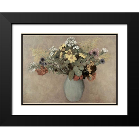 Flower Still Life #2 Black Modern Wood Framed Art Print with Double Matting by Redon, Odilion