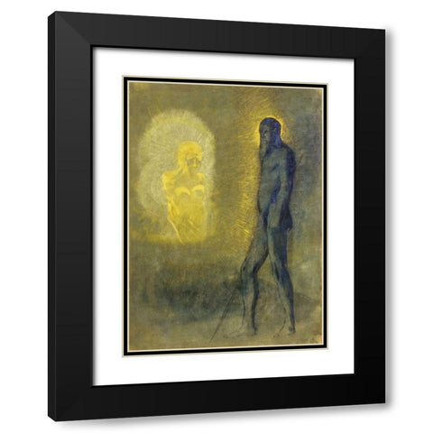 LApparition Black Modern Wood Framed Art Print with Double Matting by Redon, Odilion