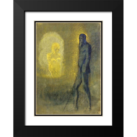 LApparition Black Modern Wood Framed Art Print with Double Matting by Redon, Odilion