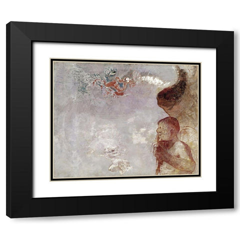 Profile of a Man Black Modern Wood Framed Art Print with Double Matting by Redon, Odilon