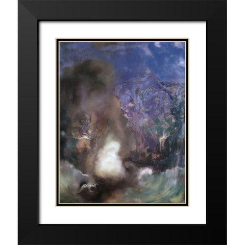 Roger and Angelica Black Modern Wood Framed Art Print with Double Matting by Redon, Odilion