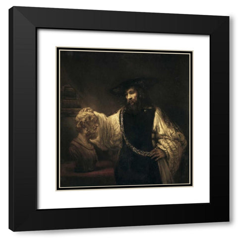 Aristotle With a Bust of Homer Black Modern Wood Framed Art Print with Double Matting by Van Rijn, Rembrandt