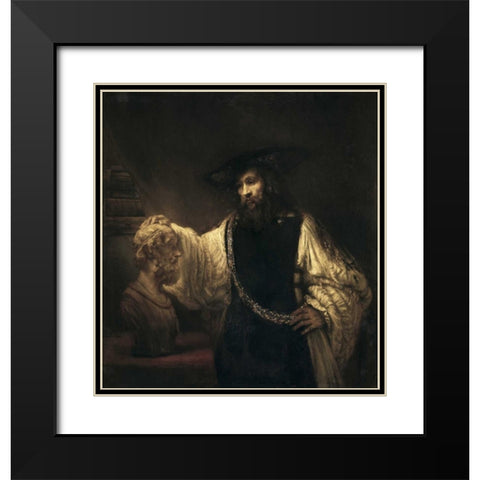 Aristotle With a Bust of Homer Black Modern Wood Framed Art Print with Double Matting by Van Rijn, Rembrandt