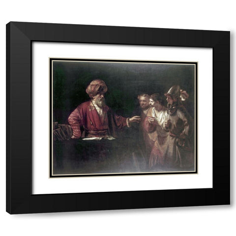 Centurion Cornelius Black Modern Wood Framed Art Print with Double Matting by Rembrandt Van Rijn,