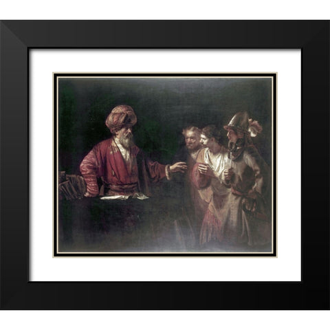 Centurion Cornelius Black Modern Wood Framed Art Print with Double Matting by Rembrandt Van Rijn,