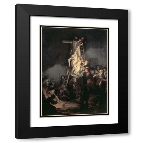 Descent From The Cross Black Modern Wood Framed Art Print with Double Matting by Van Rijn, Rembrandt