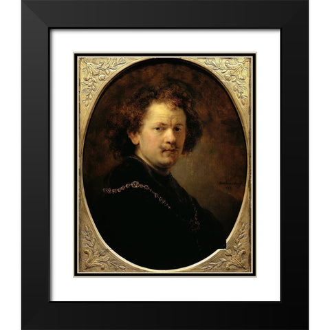 Self Portrait Bareheaded Black Modern Wood Framed Art Print with Double Matting by Rembrandt Van Rijn,