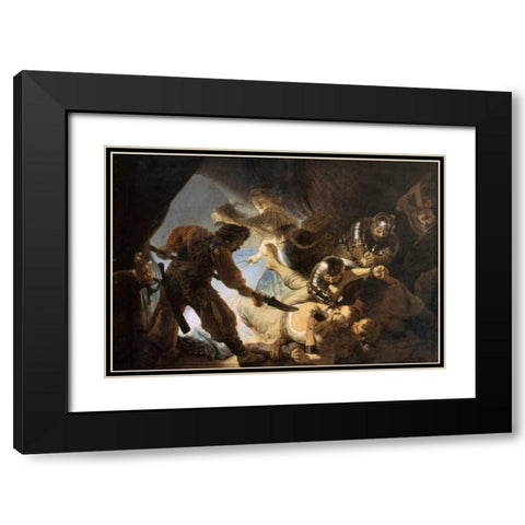 The Blinding of Samson Black Modern Wood Framed Art Print with Double Matting by Van Rijn, Rembrandt