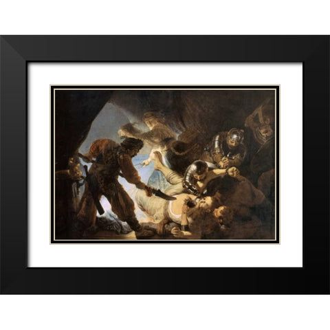 The Blinding of Samson Black Modern Wood Framed Art Print with Double Matting by Van Rijn, Rembrandt