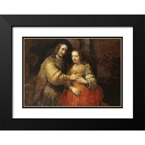 The Jewish Bride Black Modern Wood Framed Art Print with Double Matting by Rembrandt Van Rijn,