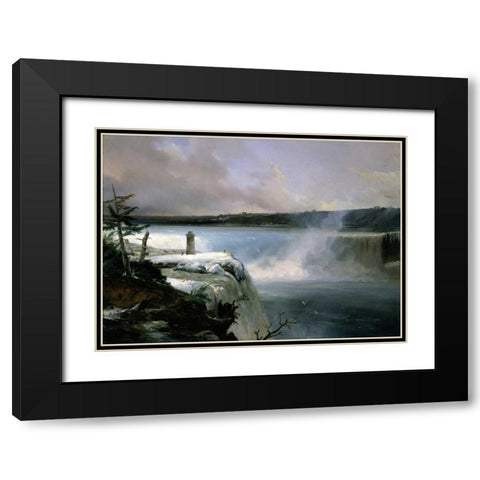 Niagara Falls Black Modern Wood Framed Art Print with Double Matting by Redmond, Jean Charles Joseph