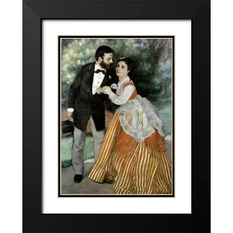 Alfred Sisley and His Wife Black Modern Wood Framed Art Print with Double Matting by Renoir, Pierre-Auguste