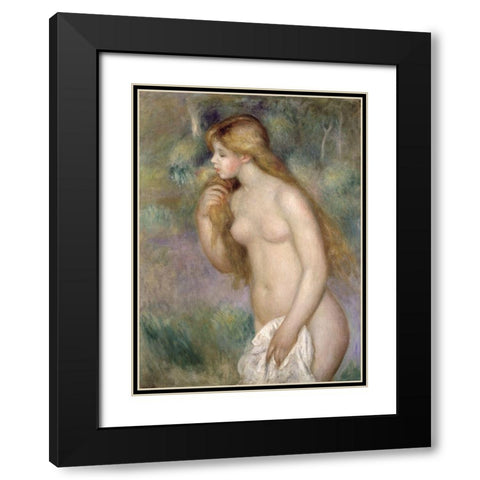 Baigneuse Debout Black Modern Wood Framed Art Print with Double Matting by Renoir, Pierre-Auguste