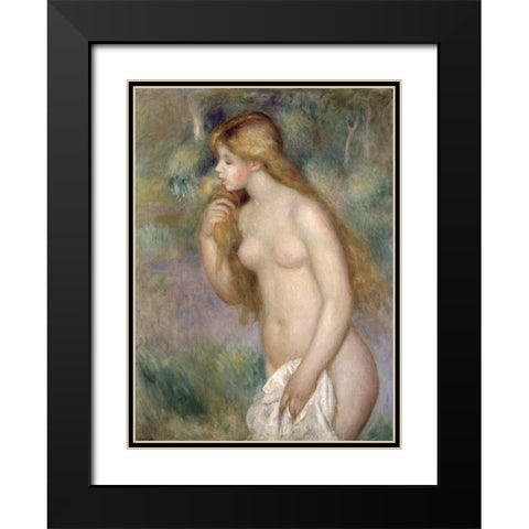Baigneuse Debout Black Modern Wood Framed Art Print with Double Matting by Renoir, Pierre-Auguste
