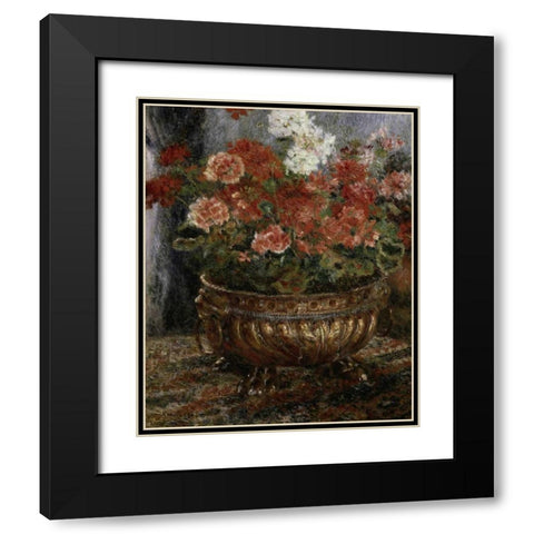 Bouquet of Flowers Black Modern Wood Framed Art Print with Double Matting by Renoir, Pierre-Auguste