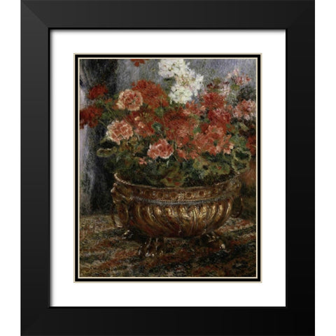 Bouquet of Flowers Black Modern Wood Framed Art Print with Double Matting by Renoir, Pierre-Auguste