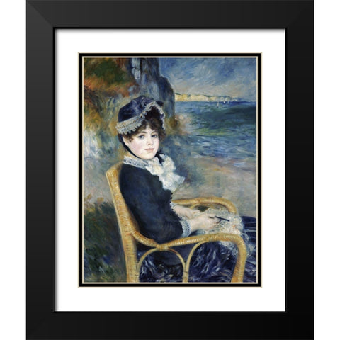 By the Seashore Black Modern Wood Framed Art Print with Double Matting by Renoir, Pierre-Auguste
