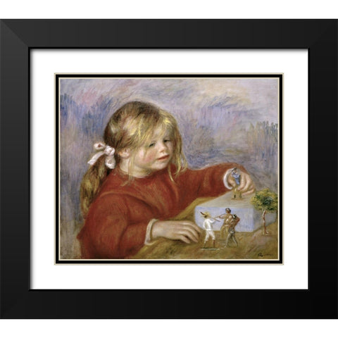 Claude Renoir Playing Black Modern Wood Framed Art Print with Double Matting by Renoir, Pierre-Auguste