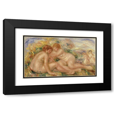 Four Bathers Black Modern Wood Framed Art Print with Double Matting by Renoir, Pierre-Auguste