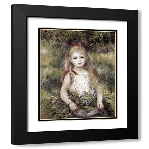 Girl with a Sheaf of Corn Black Modern Wood Framed Art Print with Double Matting by Renoir, Pierre-Auguste
