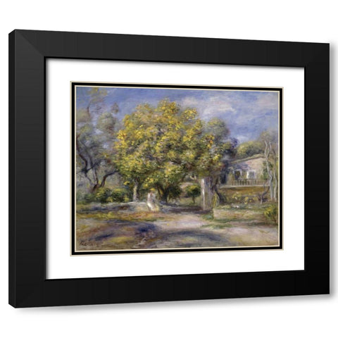 Houses at Cagnes Black Modern Wood Framed Art Print with Double Matting by Renoir, Pierre-Auguste