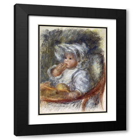 Jean Renoir in a Chair - The Child with a Biscuit Black Modern Wood Framed Art Print with Double Matting by Renoir, Pierre-Auguste